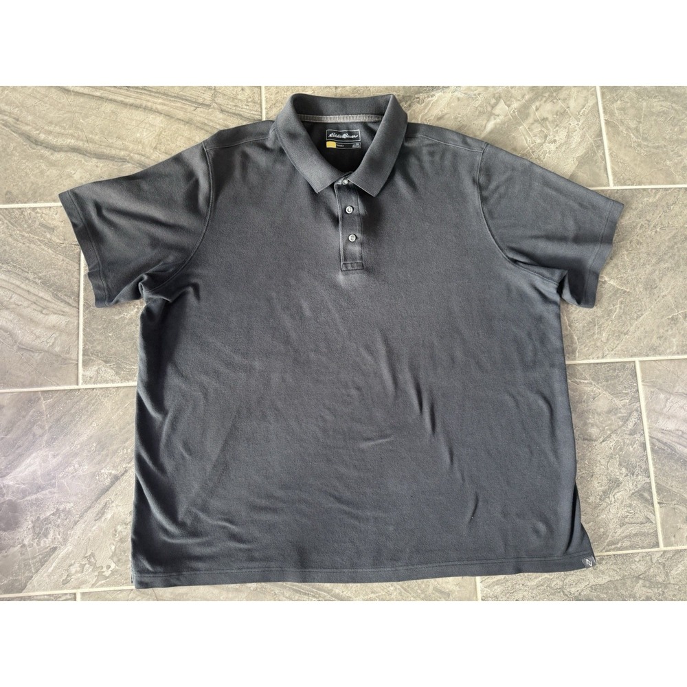 Eddie Bauer Travex Men's Size 2XL Polo Shirt 1/4 Button Front Dark Gray XXL